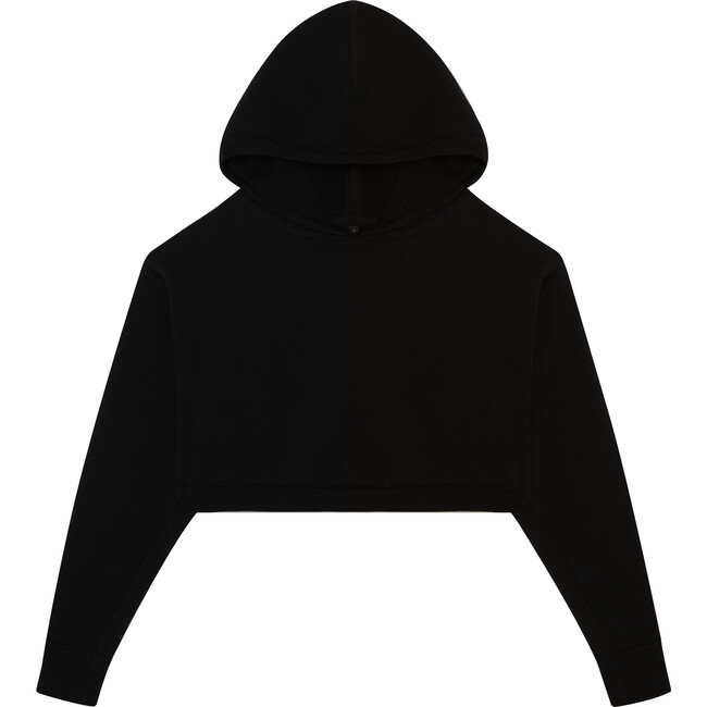 Women's Cropped Sweater Hooded Sweatshirt , Midnight Black