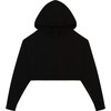 Women's Cropped Sweater Hooded Sweatshirt , Midnight Black - Sweatshirts - 1 - thumbnail