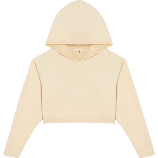 Women's Cropped Sweater Hooded Sweatshirt , Crème