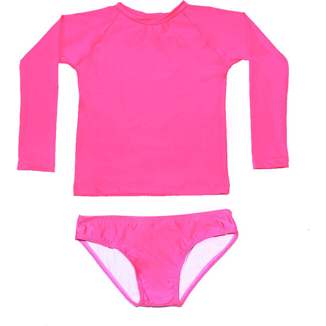 Charlie Rashguard Swim Set, Hot Pink