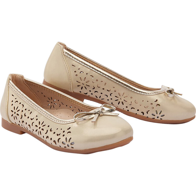 Toddler Floral Perforated Flats, Gold