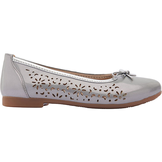 Toddler Floral Perforated Flats, Silver - Flats - 2