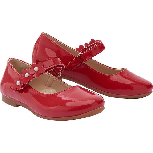 Glossy Flower Flats, Red