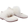 Matte Faux Fur Strap Flats, Snow White - Flats - 1 - thumbnail