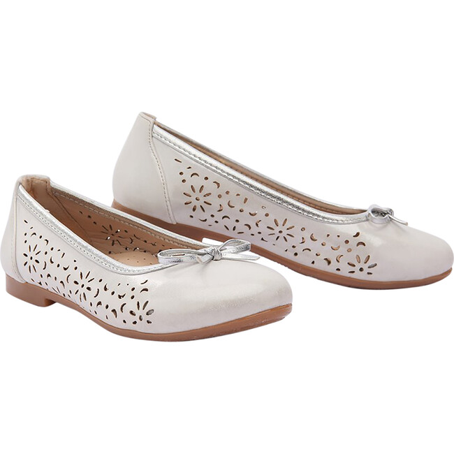 Floral Perforated Flats, White