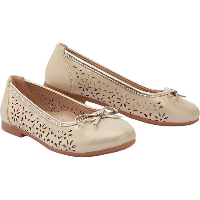 Floral Perforated Flats, Gold
