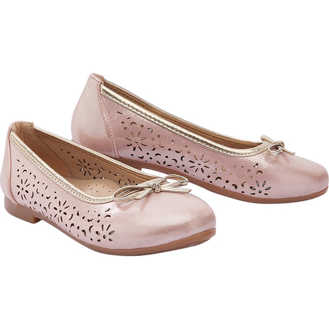 Floral Perforated Flats, Pink