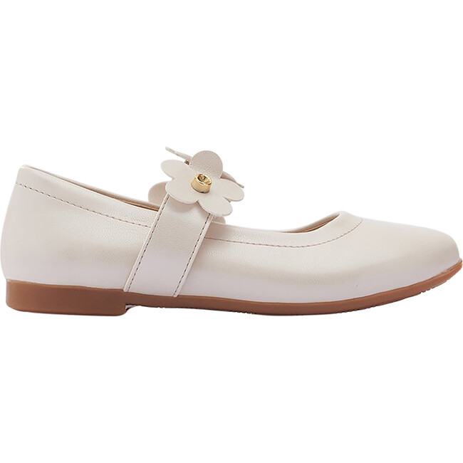 Flower Strap Flats, Pearl White