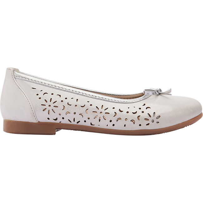 Floral Perforated Flats, White