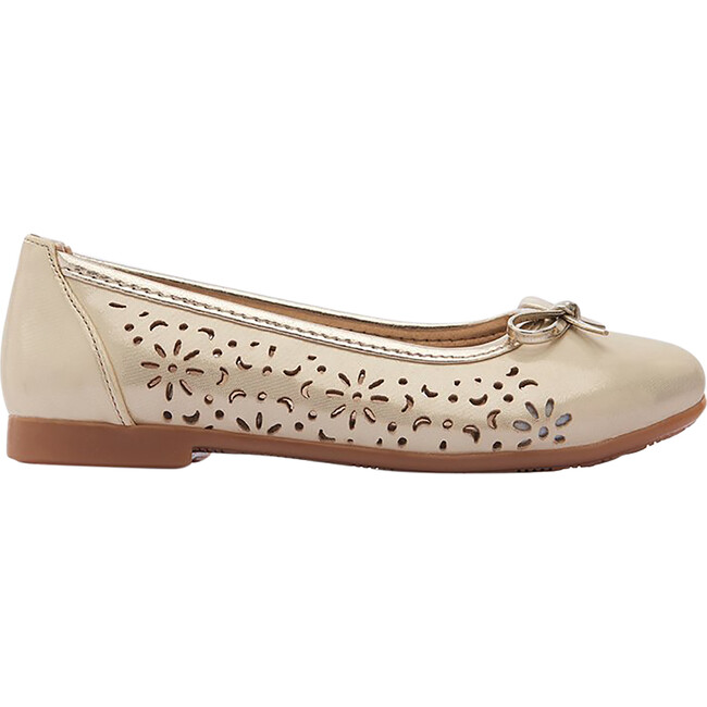 Floral Perforated Flats, Gold