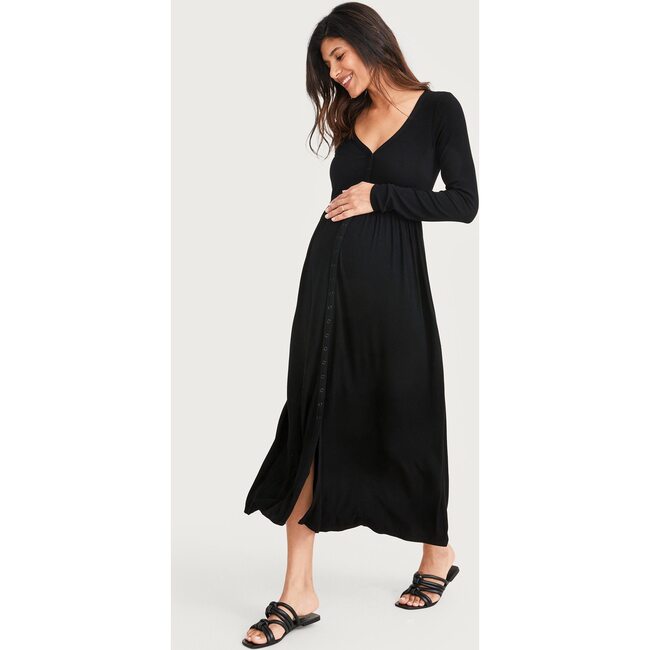 Women's Long Sleeve Bodysuit, Black - Jorgen House Maternity Shop