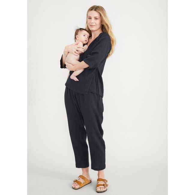 The Women's Softest Gauze Nursing Kimono, Black - Blouses - 5