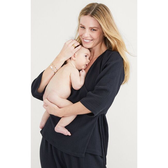The Women's Softest Gauze Nursing Kimono, Black - Blouses - 6
