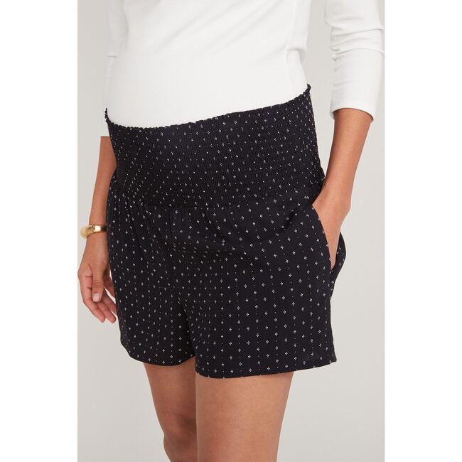 The Women's Easy Smocked Short, Black Deco - Shorts - 2
