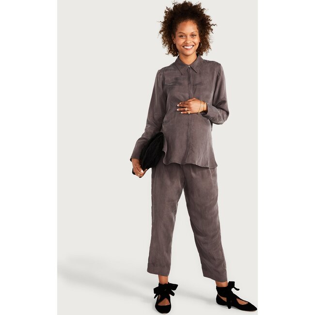 The Women's Clara Shirt, Warm Grey - Blouses - 5