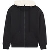 Women's Lynx French Terry Sherpa Hoodie, Black/Vintage White - Jackets - 1 - thumbnail