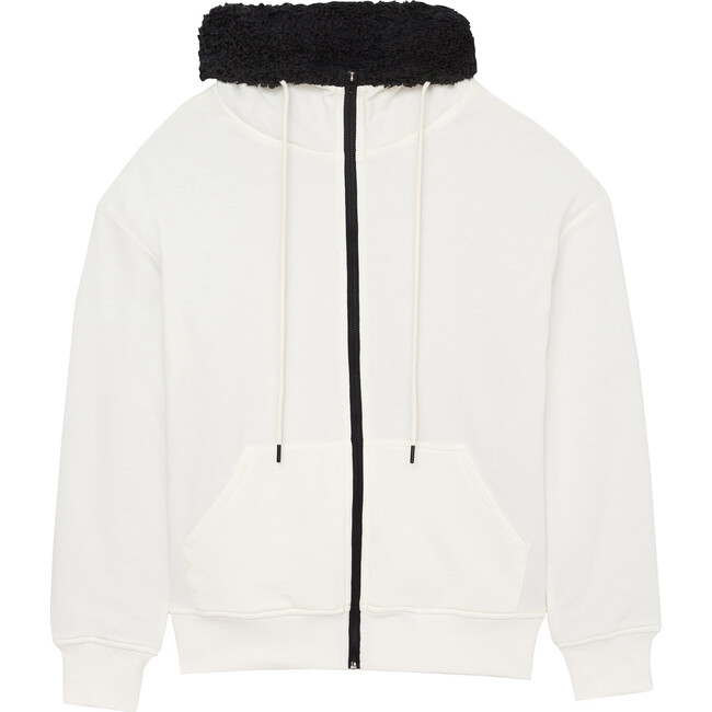 Women's Lynx French Terry Sherpa Hoodie,Vintage White/Black - Jackets - 1