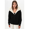 Women's Lynx French Terry Sherpa Hoodie, Black/Vintage White - Jackets - 2