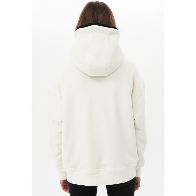 Women's Lynx French Terry Sherpa Hoodie,Vintage White/Black - Jackets - 3