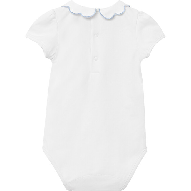 Ava Embroidered Petal Body, White and Mid Blue