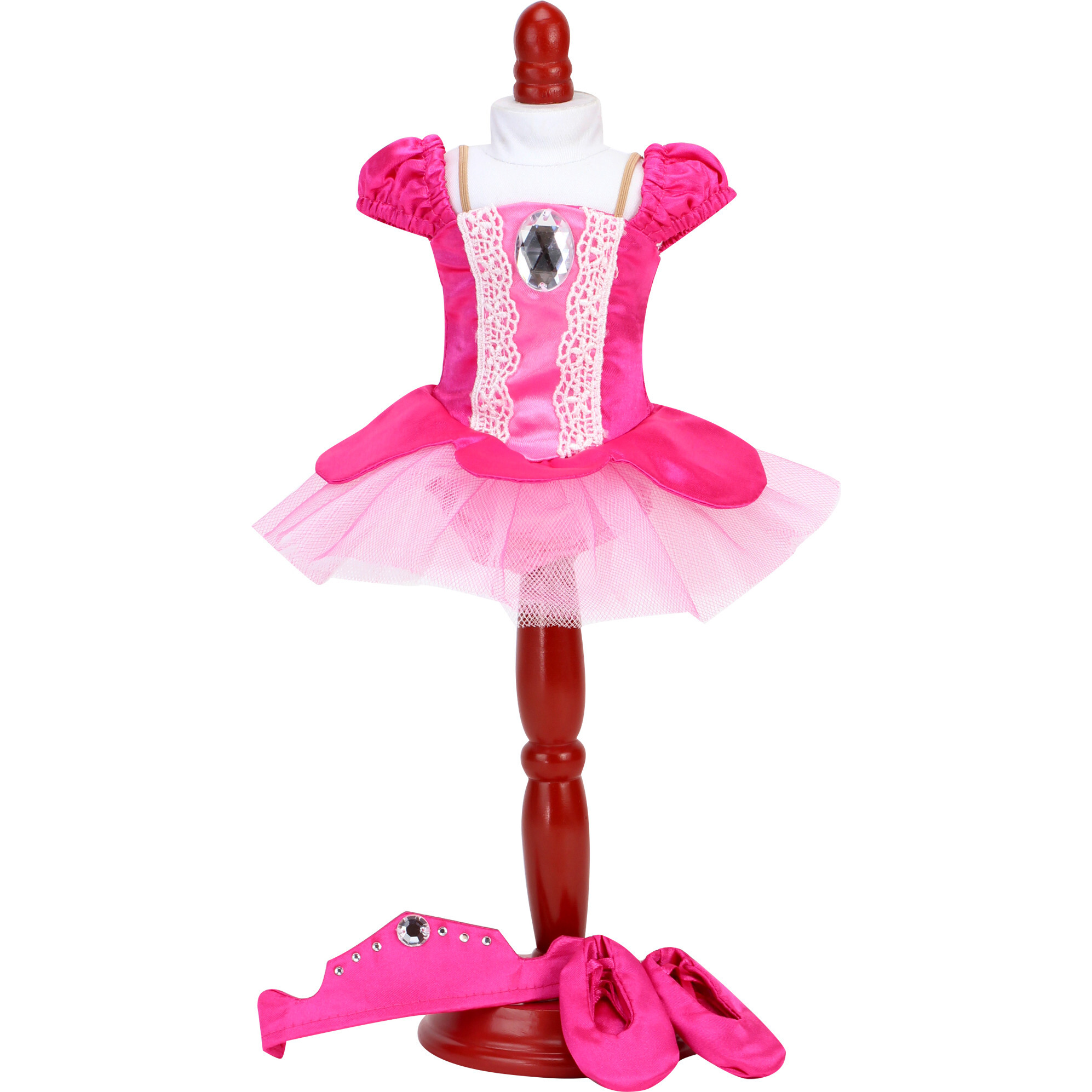 14.5" Doll, Girl Fuchsia Classic Ballet Gown Set - Doll Accessories - 1