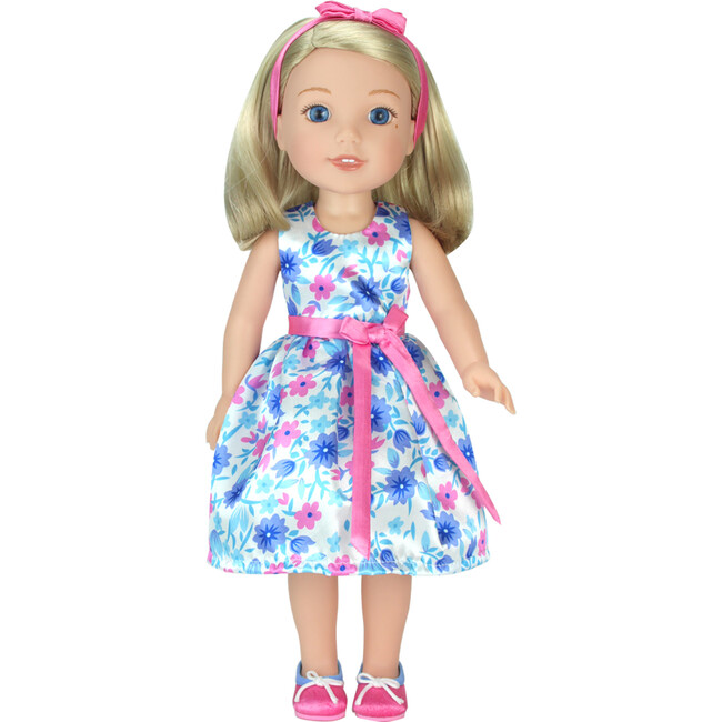 14.5" Doll, Party dress, Hairbow & Ballet Flats, White
