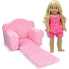 18" Doll, Polka Dot Pull Out Chair Single Bed, Light Pink - Doll Accessories - 2