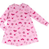 Sweet Hearts Long Sleeve Lounge Dress, Pink - Pajamas - 1 - thumbnail