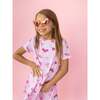 Sweet Hearts Short Sleeve Lounge Dress, Pink - Pajamas - 2