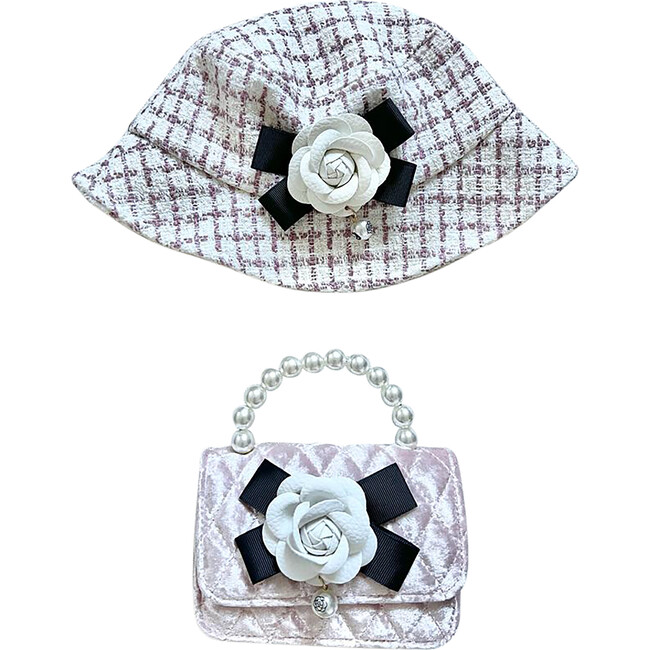 Peony Purse And Tweed Peony Hat, Pink and White - Bags - 1