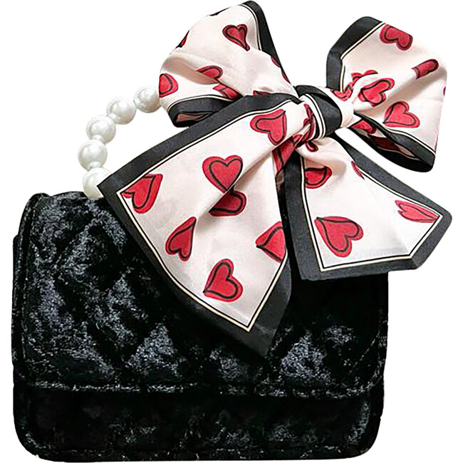 Purse with Heart Scarf, Black - Bags - 1