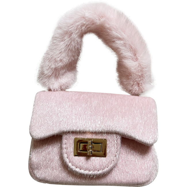 Faux Fur Bag With Furry Handle, Pink