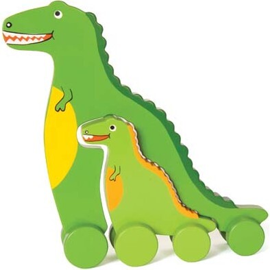 Mommy and Baby Rolling Toy, T-Rex - Push & Pull - 1