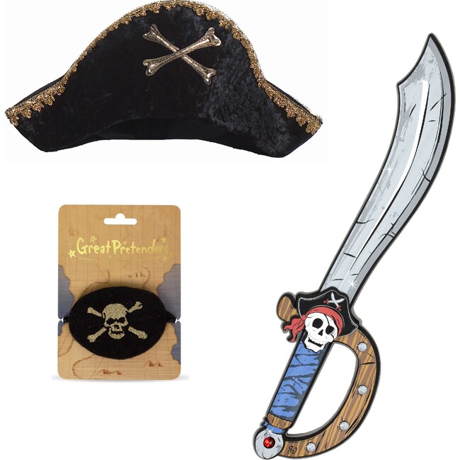 Captain Hook Hat, Pirate Sword and Eye Patch