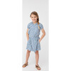 Stella Short Sleeve Pleated Collar Top, Blue Ditsy Floral - Shirts - 2