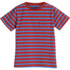 Avery Striped Pocket Tee, Red & Ocean Blue Stripe - Shirts - 1 - thumbnail