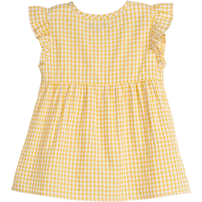 Lucy Ruffle Top, Marigold Check - Shirts - 3