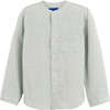 Finn Collarless Button Down, Sage Gingham - Shirts - 1 - thumbnail