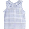Maisie Ruffle Collar Top, Powder Blue Plaid - Shirts - 1 - thumbnail