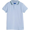 James Polo Shirt, Sky Blue with Green Trim - Shirts - 1 - thumbnail