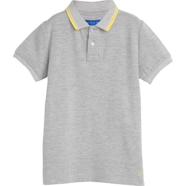 James Polo Shirt, Grey with Yellow Trim - Shirts - 1