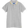 James Polo Shirt, Grey with Yellow Trim - Shirts - 1 - thumbnail