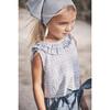 Maisie Ruffle Collar Top, Powder Blue Plaid - Shirts - 2