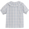 Lily Ruffle Collar Blouse, Light Blue Check - Blouses - 2
