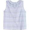 Maisie Ruffle Collar Top, Powder Blue Plaid - Shirts - 3