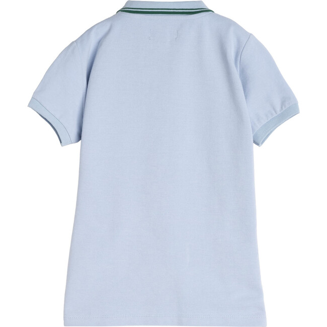 James Polo Shirt, Sky Blue with Green Trim - Shirts - 3