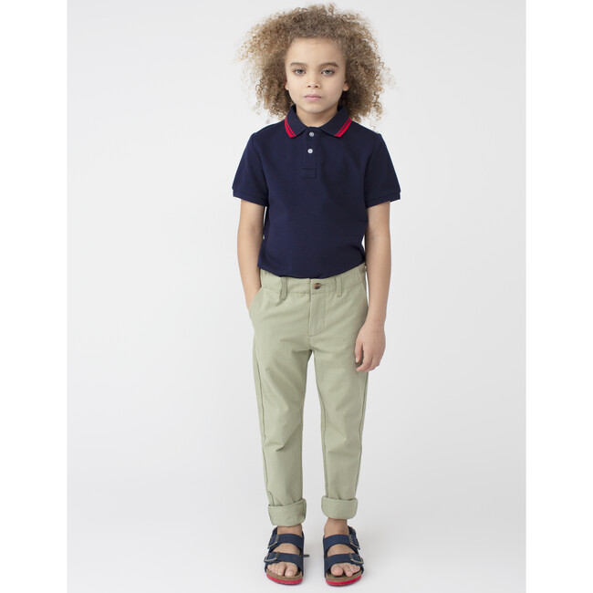 James Polo Shirt, Navy with Red Trim - Maison Me Tops | Maisonette