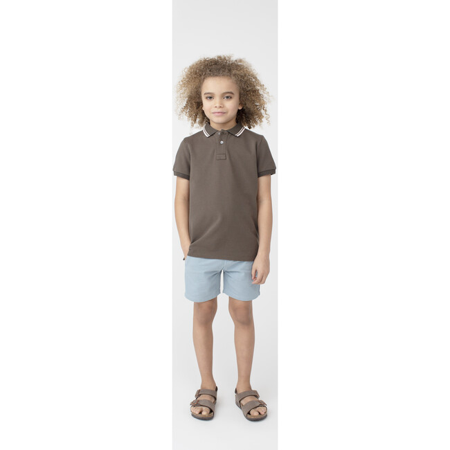 James Polo Shirt, Dusty Olive with Pink Trim - Shirts - 2