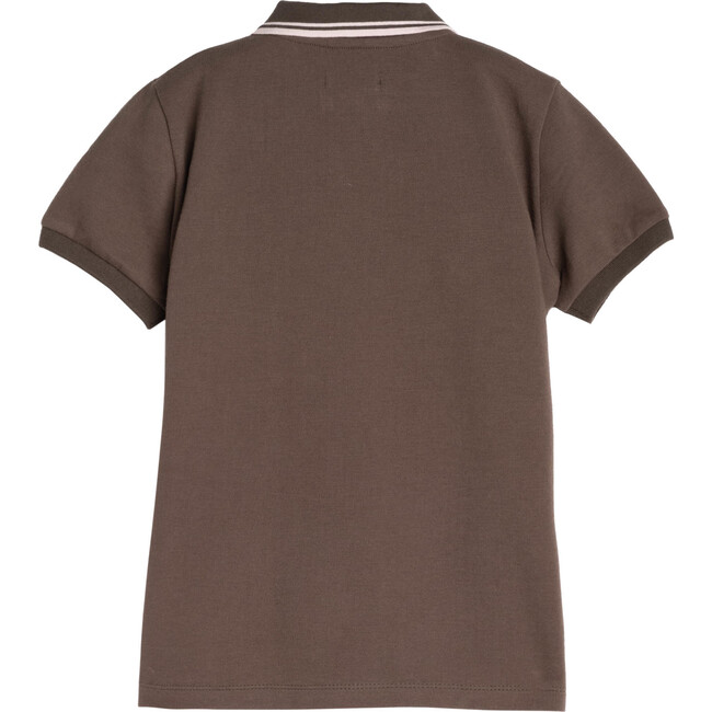 James Polo Shirt, Dusty Olive with Pink Trim - Shirts - 3