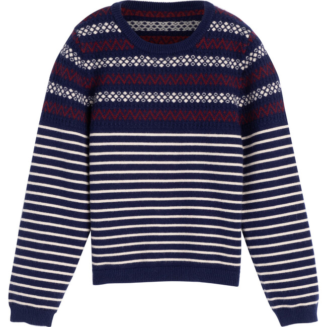 Blair Fairisle Stripe Sweater, Navy Multi - Sweaters - 1